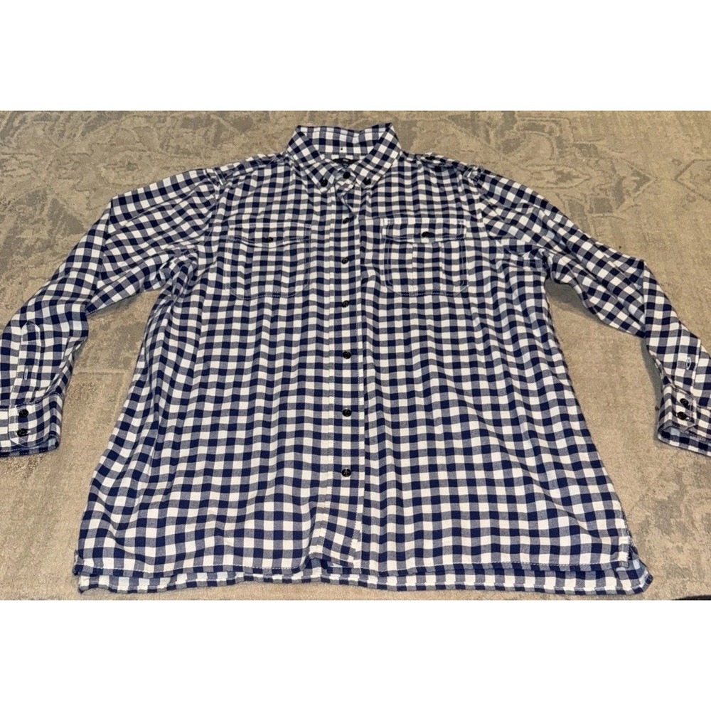 Gap Men's Blue Check Long Sleeve Button Up Flannel Classic Shirt
